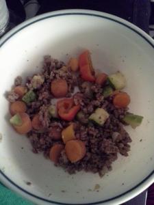 Hamburger mixed with carrots, zucchini, and onions ~Submitted by Ambra