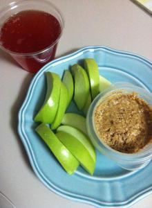 Apples, almond butter, and kombucha~Submitted by Jen